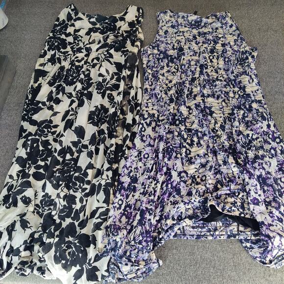 Simply Vera Vera Wang Dresses & Skirts - Lot of2 Simply Vera Wang Empire Waist Asym Flowy Dresses XL Black Purples Floral